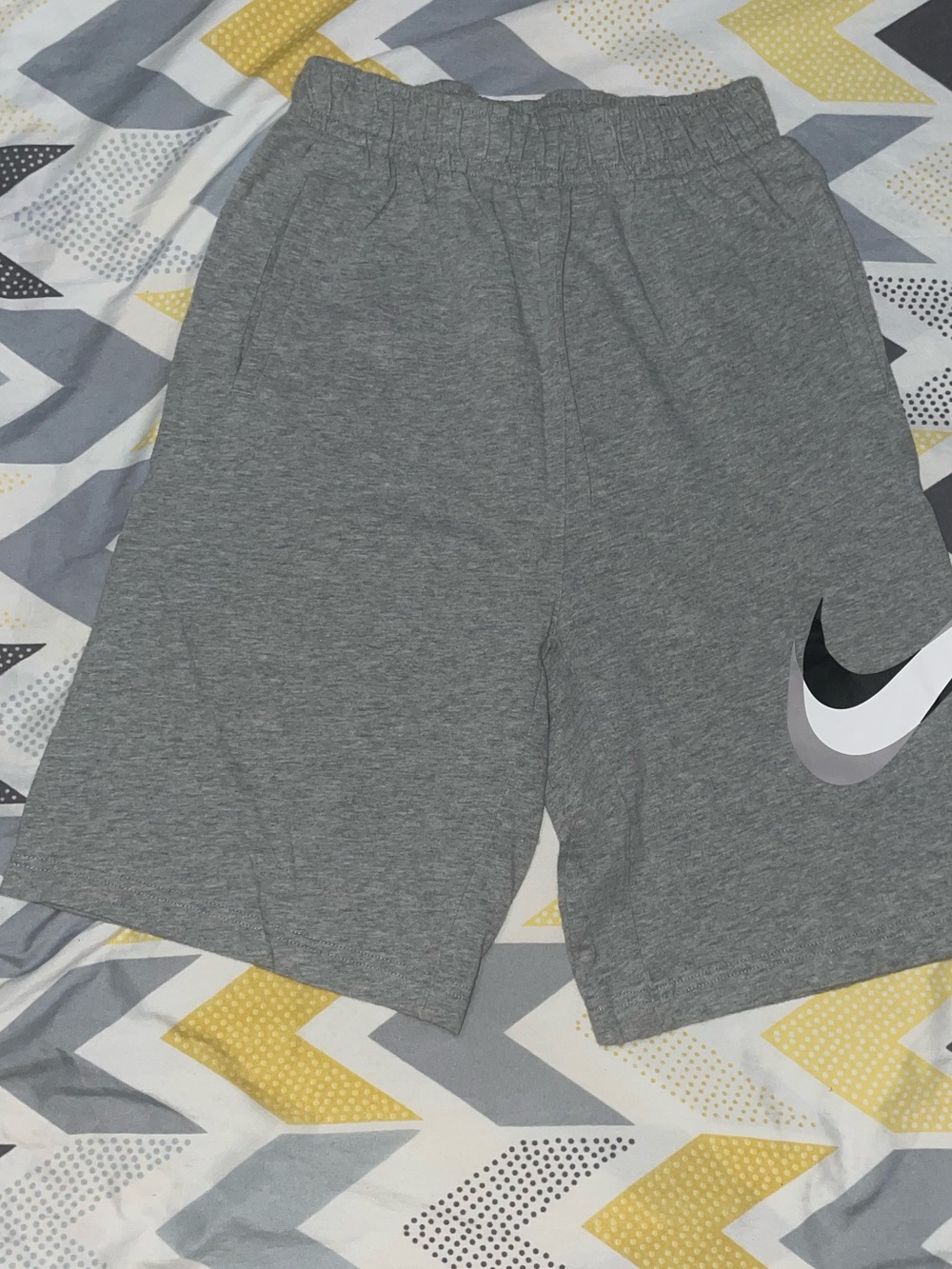 Nike Gray Kids Athletic Shorts with Multi-Tone Swoosh